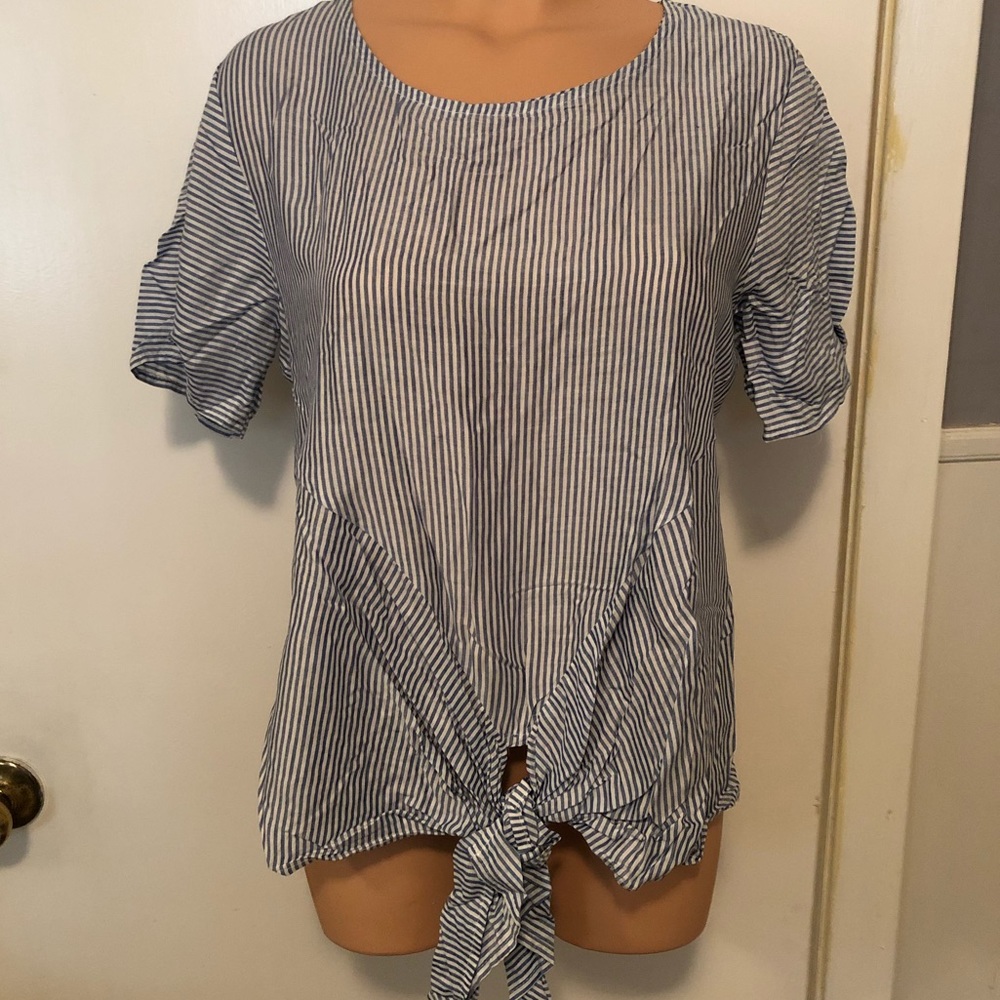 Tie-Front Top (Blue)